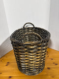 Dark Woven Storage Basket With Handles