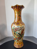 Japanese Vintage Satsuma Style Large Porcelain Fluted Vase