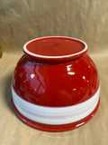 Crate & Barrel Red Mixing Bowl With White Stripe