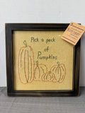 Pick A Peck of Pumpkins Framed Hand-Stitcher Stitchery by Lisa Johnson
