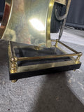 Black Marble & Brass 4-Piece Fireplace Tool Set with Stand