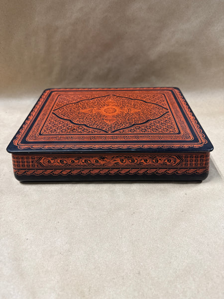 Black And Orange Japanese Lacquer Writing Box