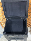 Black End Table with Glass, and Storage