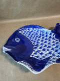 Ceramic Blue And White Fish Dish