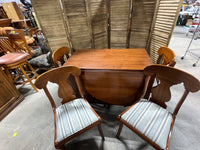 Henkel Harris Drop Leaf Table with (4) Henkel Harris Chairs, and Table Pads