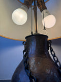 French Style Copper Water Vessel Dual Light Table Lamp with Chain (WORKS)