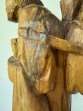 Ecuadorian Vintage Hand Carved Barefoot Traveler Large Wooden Sculpture