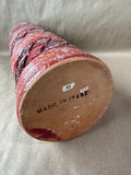 Red Geometric Cylinder Shaped Italian Vase With White Specks