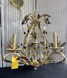 Italian Tole Painted Metal Olive Tree Chandelier