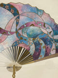 Ribbon Fan by Woodworth; Signed (Paper is Wavy Under Glass)