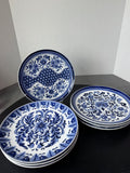 8-Piece Neiman Marcus Centrum Kafuh Style Blue & White Heavyweight Dinner Plates (A)