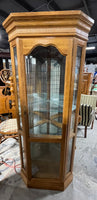 Oak Tone Corner Curio Cabinet