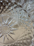 Set Of 8 Arcoroc France Marked Diamond Starburst Clear Glass Bowls