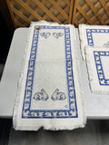 Bunny Blue/White Table Runner and (4) Placemats