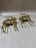 Brass Reindeer Candle Holders - Pair