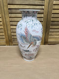 Handpainted Chinoiserie Porcelain Vase Crane And Floral Vase