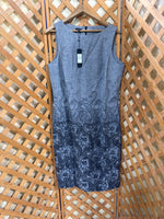 Womans SIZE 14 Talbots Gray Tweed Floral Paisley Print Sleeveless Sheath Dress