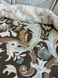 Partial Roll of Kravet Design Brown & Light Blue Printed Fabric