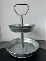 (A) Better Homes & Gardens Galvanized Steel 2-Tier Round Stand