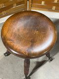 Antique Swivel Piano Stool with Glass Ball Feet