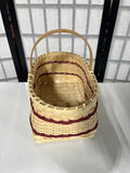 Woven Basket with Handle/Red Accents