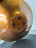 Teal & Brown Swirl Reverse Painted Large Glass Console Bowl