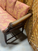 Cane Sofa on Casters with Cushions