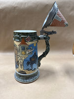 (A) Mettlach Etched 2382 Thirsty Knight German Beer Stein — Signed Heinrich Schlitt
