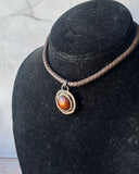 Bronzed Pendant Brown Braided Choker