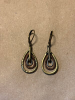 Gold, Brass & Silver Teardrop Earrings