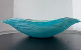 Large Iridescent Turquoise Reverse Painted Wave Centerpiece Bowl