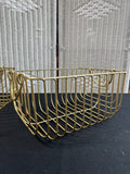 Pair of Gold Metal Heavyweight Decorative Storage Baskets