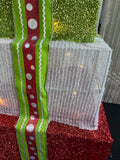 (A) Metallic Mesh Lighted Decorative Holiday Gift Stack (WORKS)