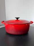 Le Creuset 5QT Cast Iron Enamel #29 Oval Dutch Oven in Cerise Red