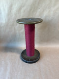 Wooden Vintage Spool With Maroon Thread (B)