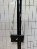 Coach Black Pebbled Leather Foldover Crossbody Bag with Gold Tone Chain Strap