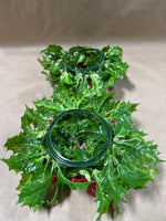 Pair Of Mini Plastic Holly Christmas Wreaths
