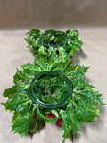 Pair Of Mini Plastic Holly Christmas Wreaths