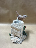 Resin Bird Perched On Rock Candle Holder