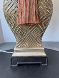 Textured Resin Table Lamp with Tassel Accent (WORKS)