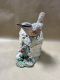 Resin Bird Perched On Rock Candle Holder