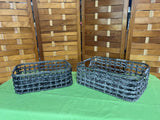 Set of 2 Decorative Baskets with Silver Tone Edges