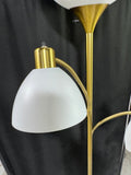 Gold Tone Torchiere Floor Lamp with Gooseneck Reading Lamps (WORKS)