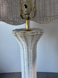 White Wicker Table Lamp (WORKS)