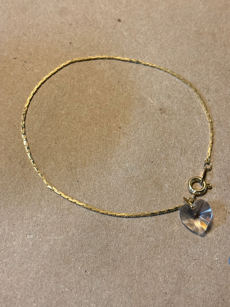 Gold Tone Bracelet with Heart Charm