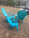 Teal Plastic Adirondack Chairs (2) with Kids Chair