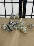 11 pc Small Glass Ornaments (clear/black/silver/gold glitter) Lot F