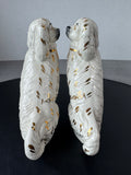 (B) Pair of Vintage White Ceramic Staffordshire Dog Statues