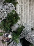 Faux Fir Wreath with Silver Ornaments & Accents