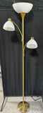 Gold Tone Torchiere Floor Lamp with Gooseneck Reading Lamps (WORKS)